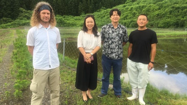 Taiwan business partner Sing Chang Koi Farm visited to Marusaka koi farm mud pond .